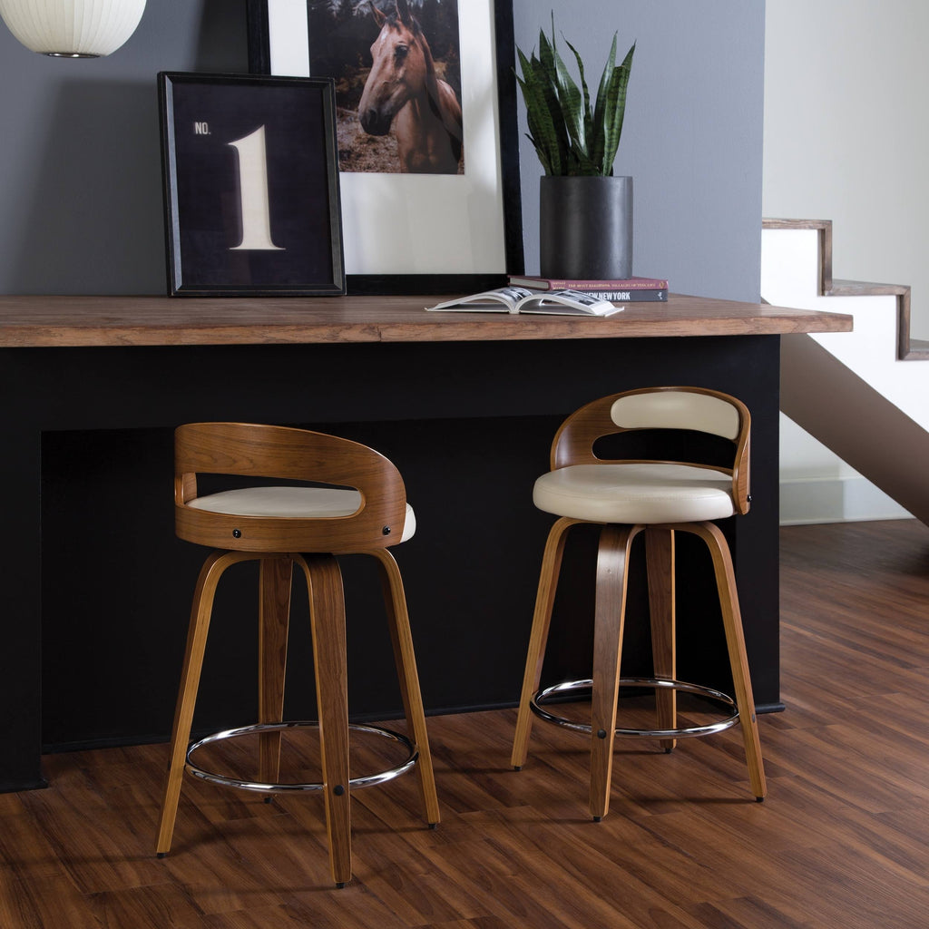 Ivory Bentwood Vinyl Swivel Stool E643