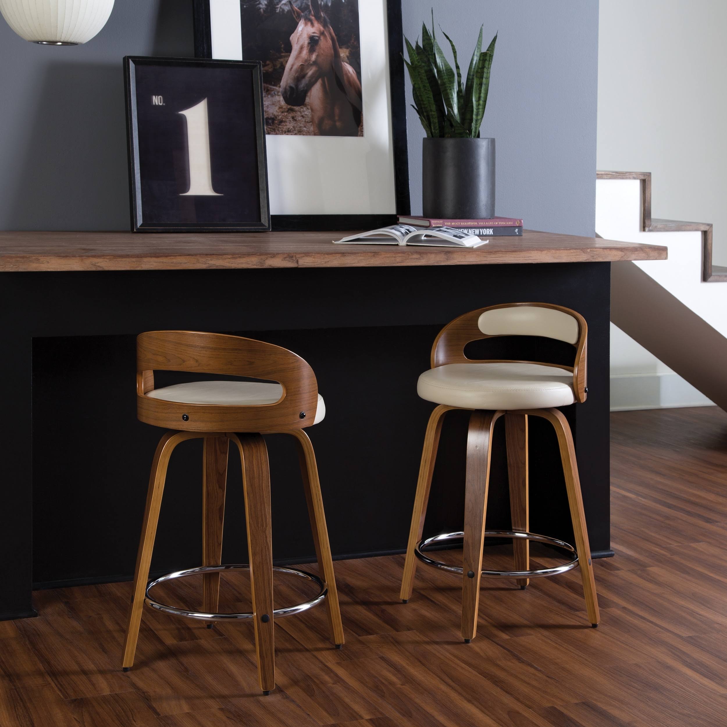 Ivory Bentwood Vinyl Swivel Stool E643