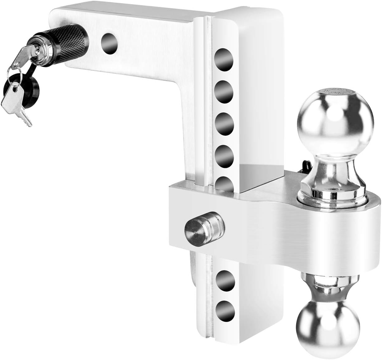 Dual Ball Mount Hitch Adjustable Drop/Rise, Aluminum Trailer Hitch, Fits 2" Receiver with Pin Lock (10 inch) S1802