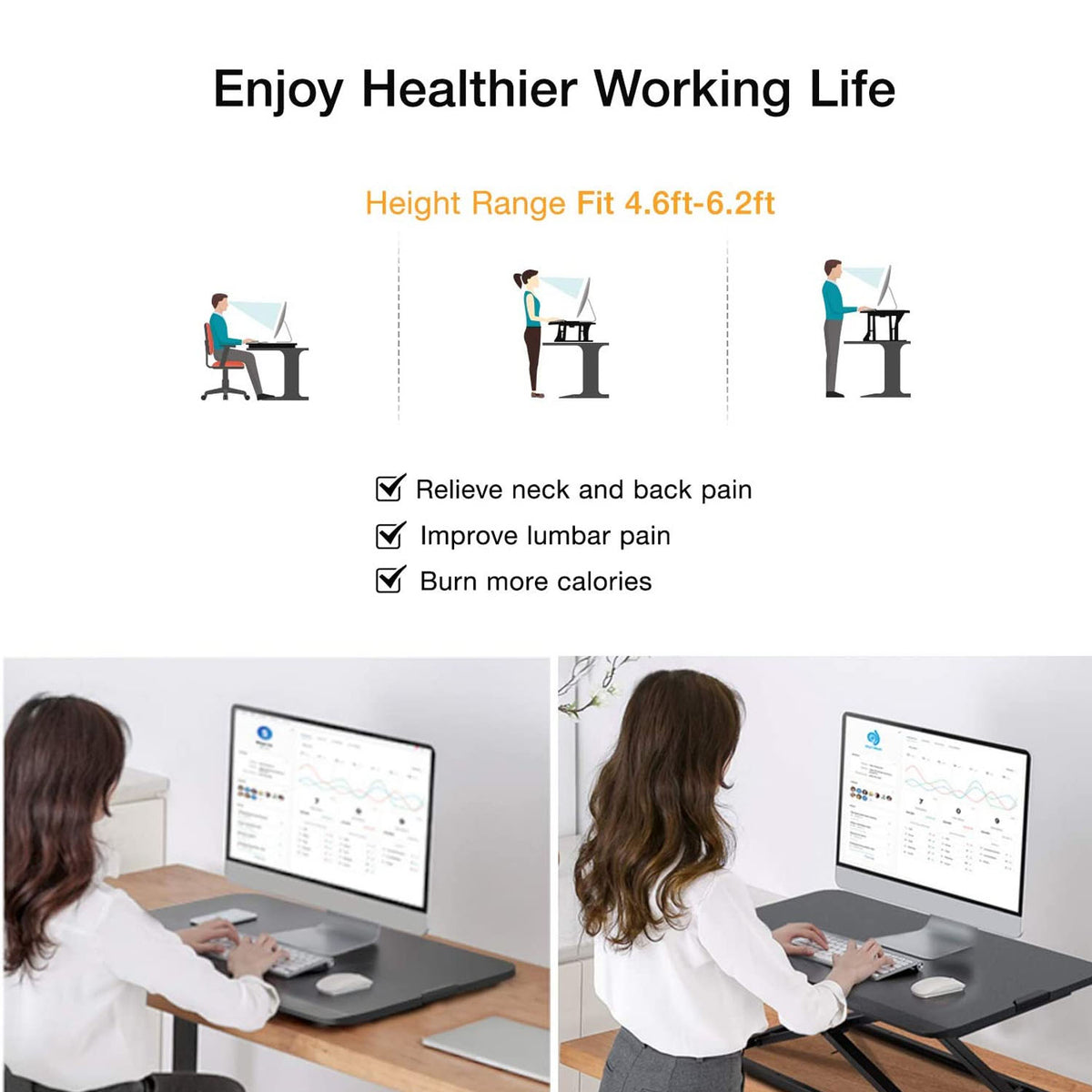 Black Adjustable Height Standing Desk Converter R92015