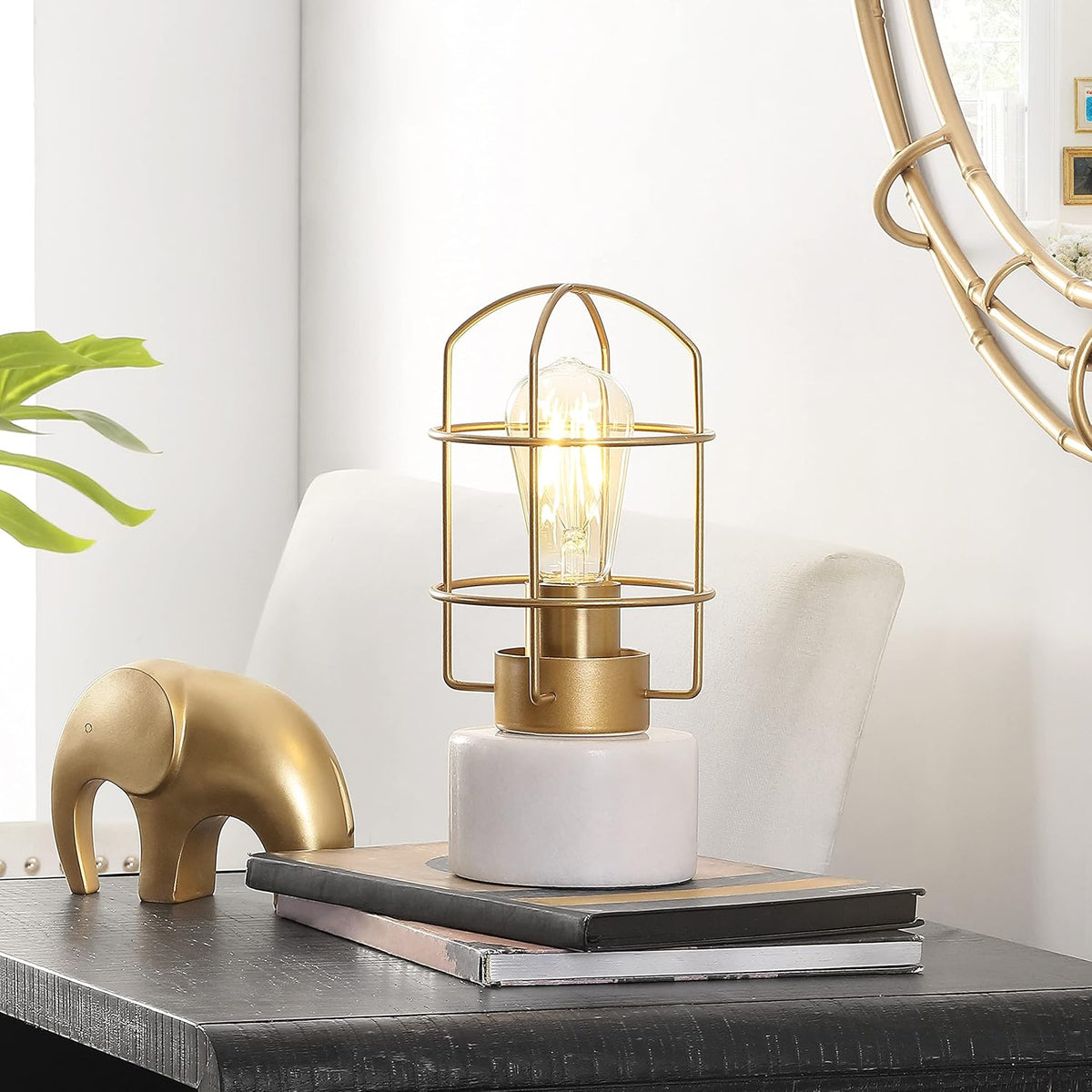 Brass Iron Cage Table Lamp J2820