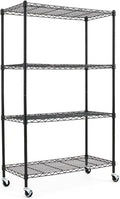 2-Pack 5-Shelf Adjustable Carbon Steel Wire Shelving Units on Wheels, Black H31091