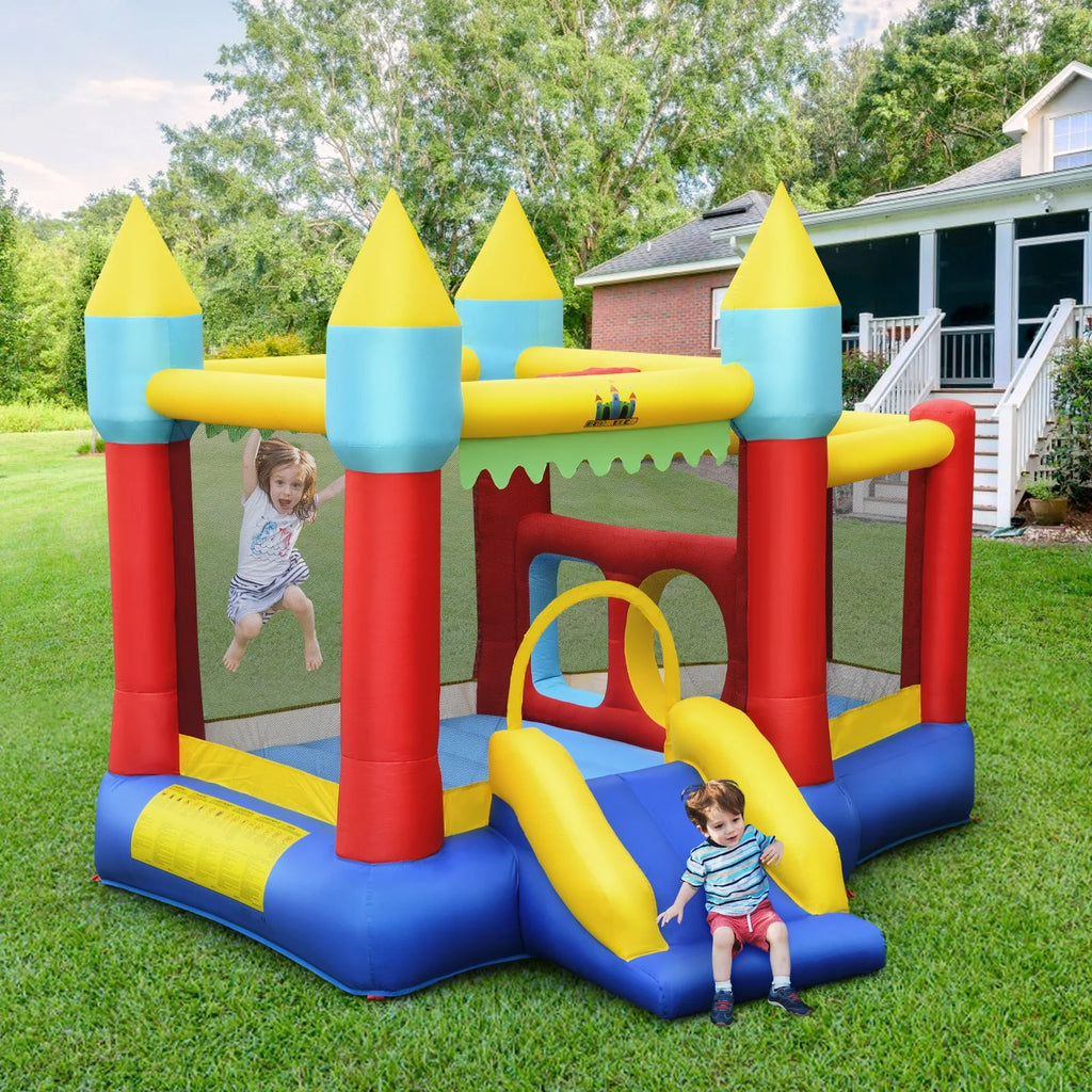 Inflatable Bounce House Slide with Tunnels Ball Pit and 480W Blower H9300