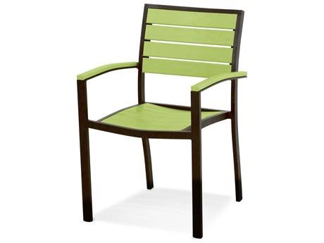 Satin White / Green Euro Dining Arm Chair T2302