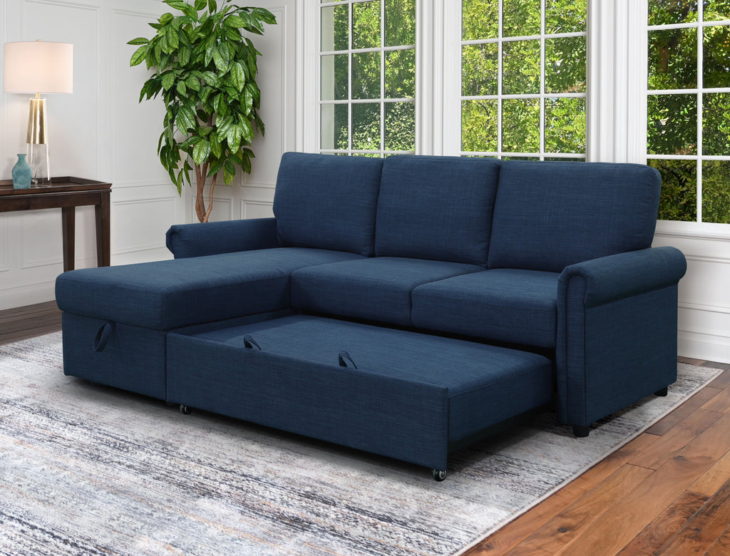 Navy Blue Storage Sofa Bed Reversible Sectional Z9408