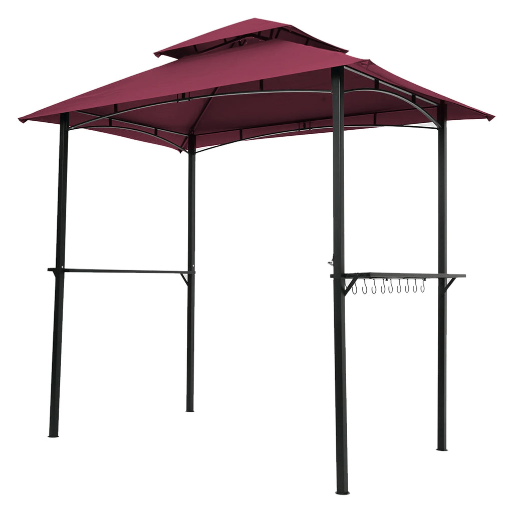 Burgundy Steel Frame Outdoor Grill Gazebo with Canopy Q8343