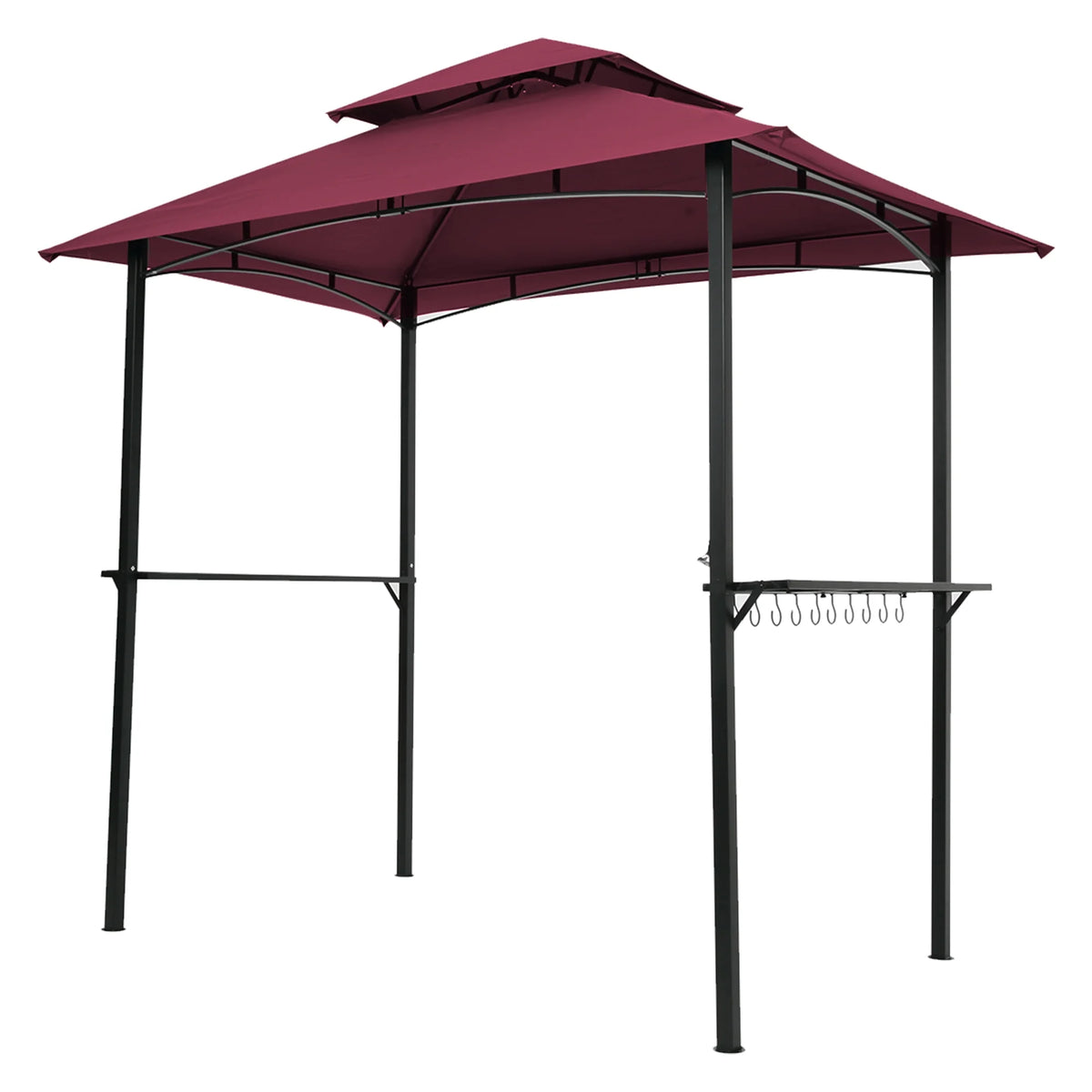 Burgundy Steel Frame Outdoor Grill Gazebo with Canopy Q8343