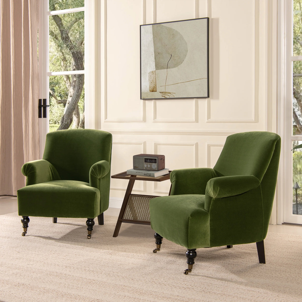 Olive Green Performance Velvet Accent Armchair F564