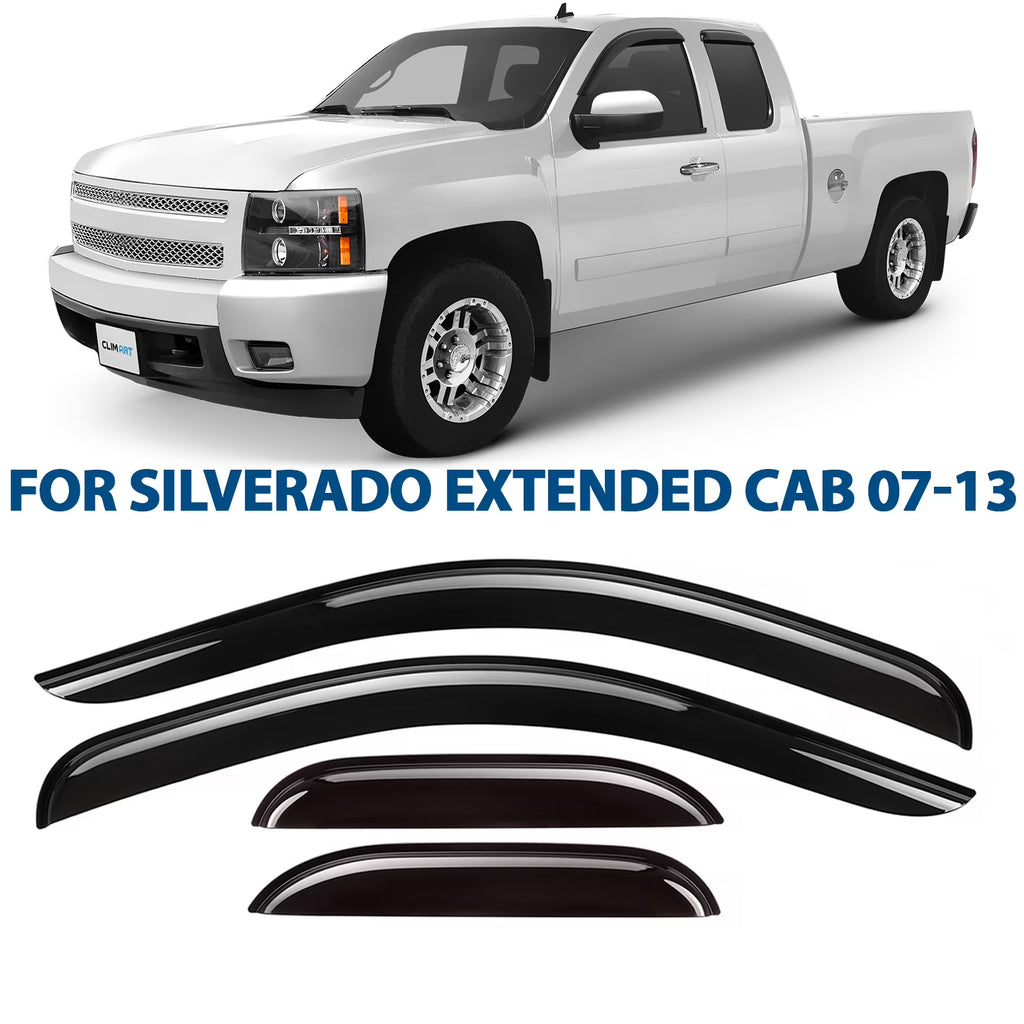 4pcs Tape-on Window Deflectors for Chevrolet Silverado/GMC Sierra 2007-2013 Extended Cab L875694