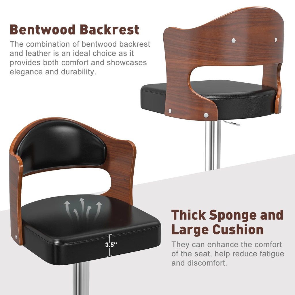 Set of 4 Adjustable PU Leather Swivel Bar Stools S55948
