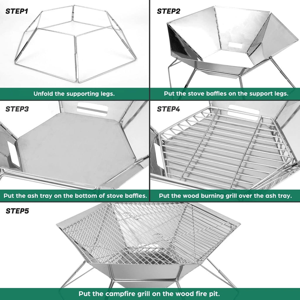 Hexagon Stainless Steel Folding BBQ Grill H9693