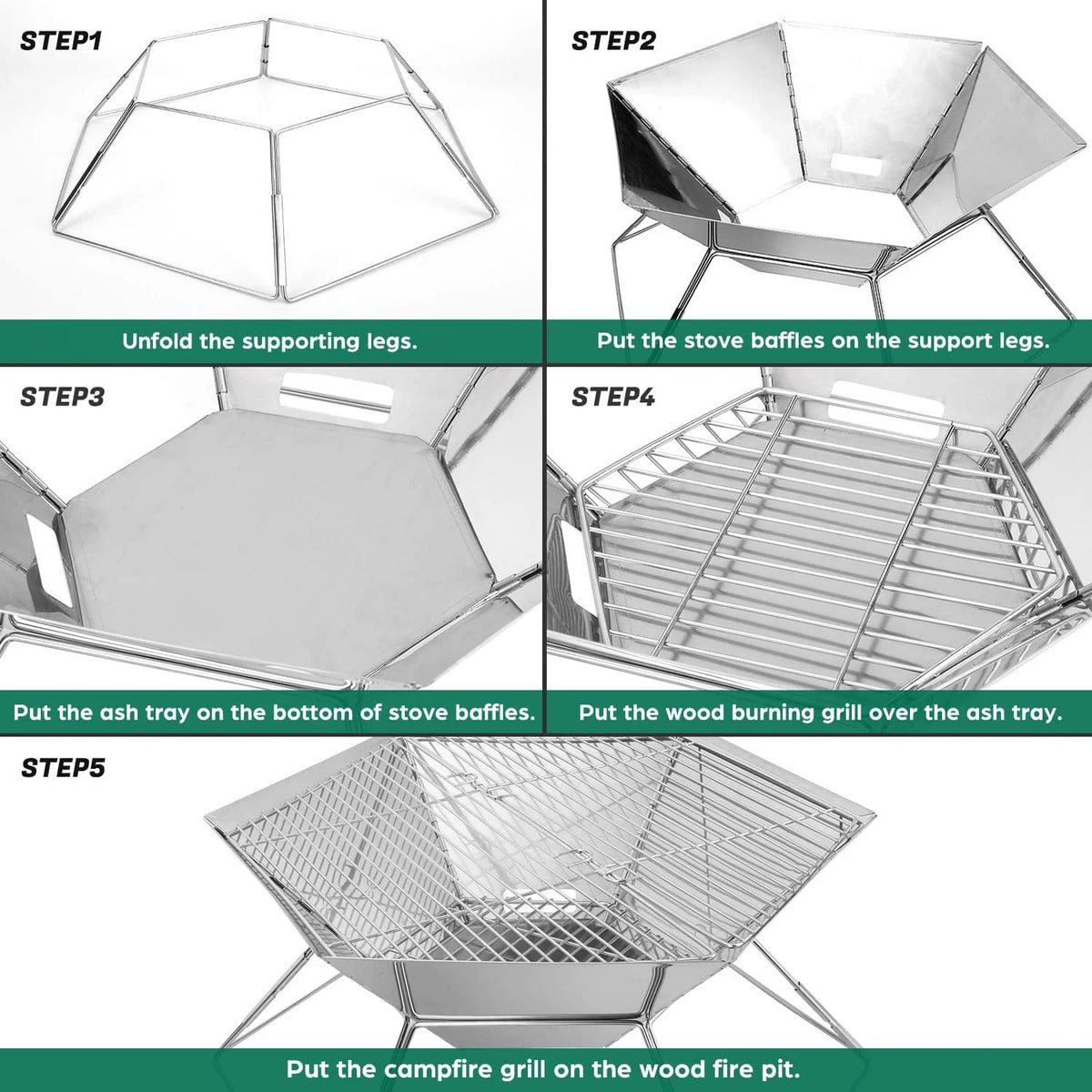 Hexagon Stainless Steel Folding BBQ Grill H9693