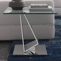 Clear Glass End Table with Polished Stainless Steel Base H50760