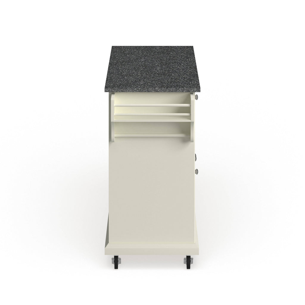 White Wood and Granite Kitchen Cart H18053