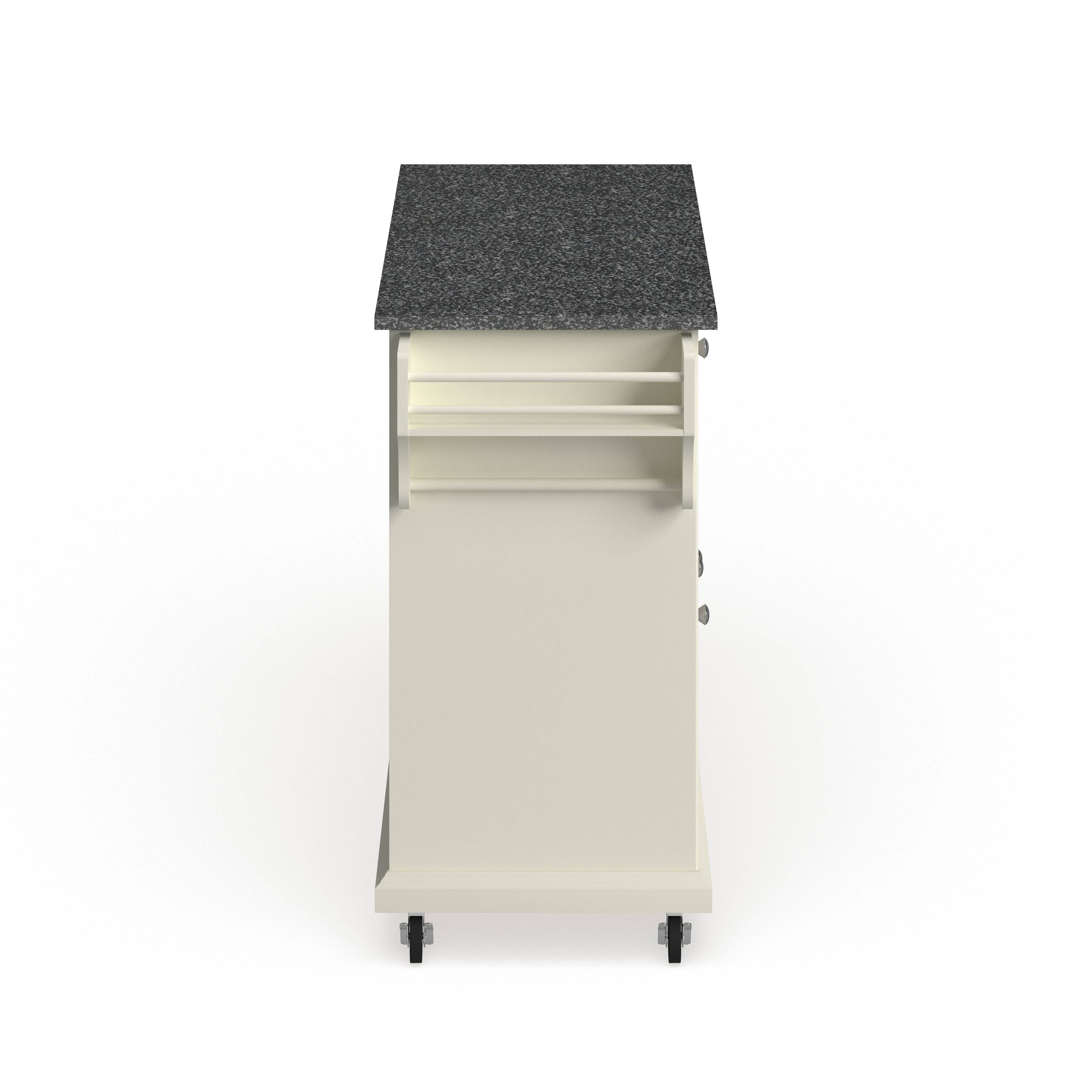 White Wood and Granite Kitchen Cart H18053