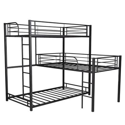 L-Shaped Metal Triple Twin Size Bunk Bed P360