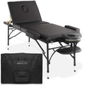 Black Tri-Fold Massage Table with Aluminum Legs and Carrying Case T19789