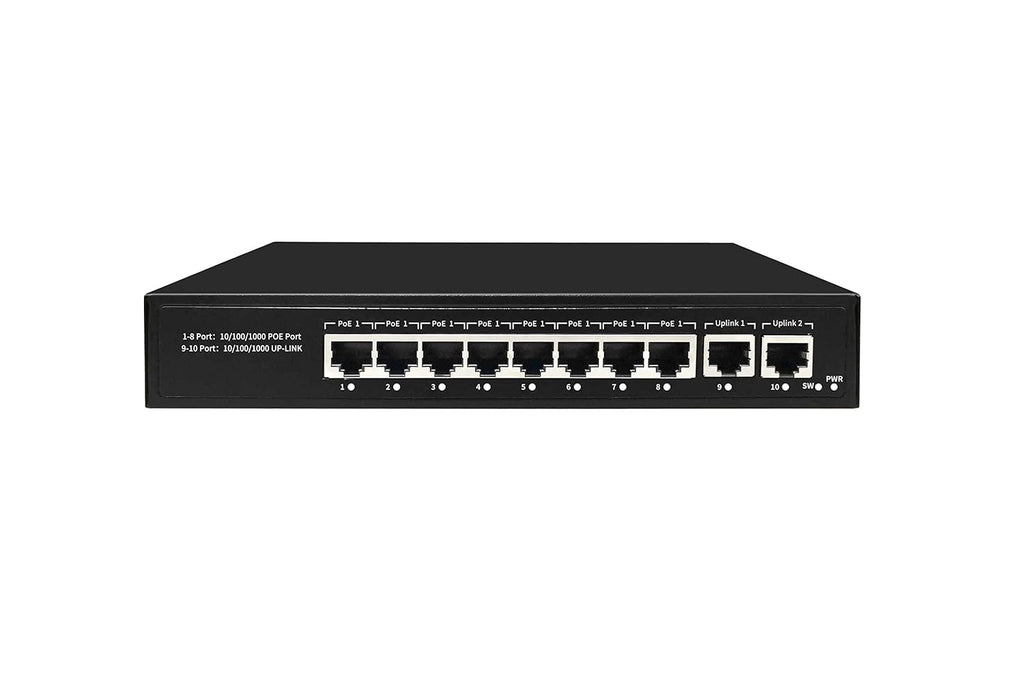 8 Port Gigabit PoE+ Ethernet Network Switch with 2 Uplink Ports, 120W Budget, Pack of 2 U365