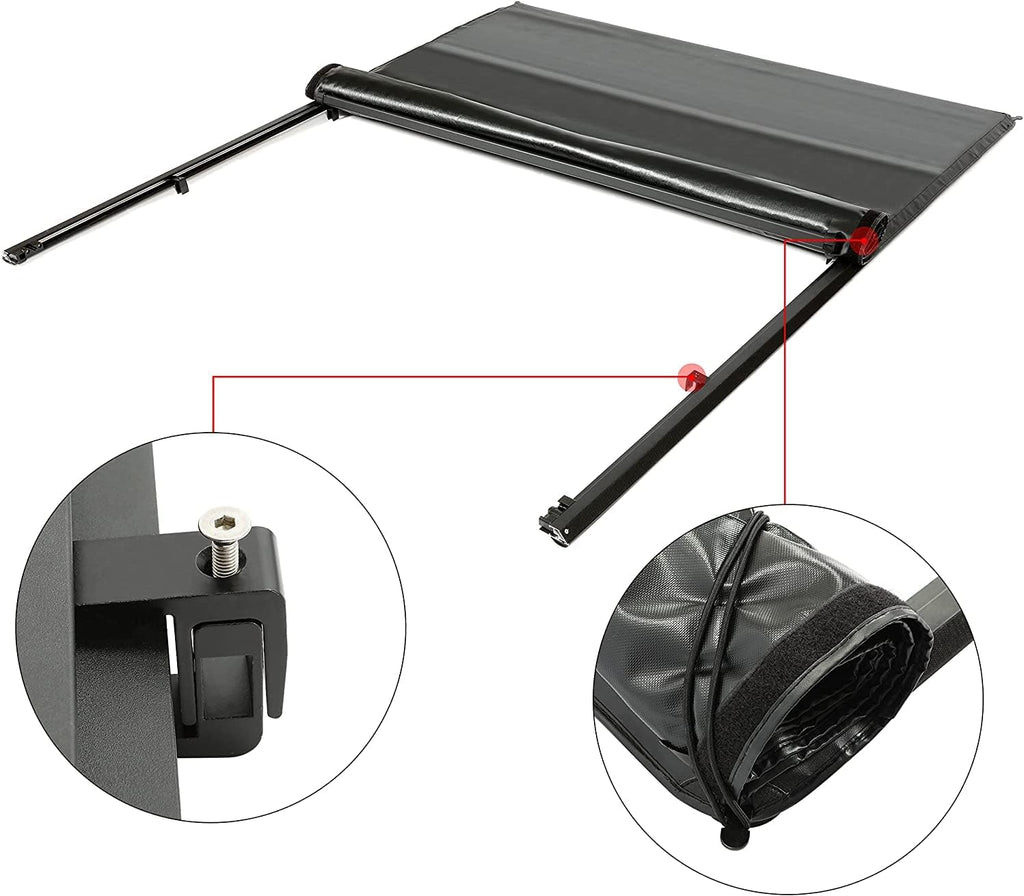 Soft Roll-up Truck Tonneau Cover with 6.5' Bed Black Sailcloth B1324